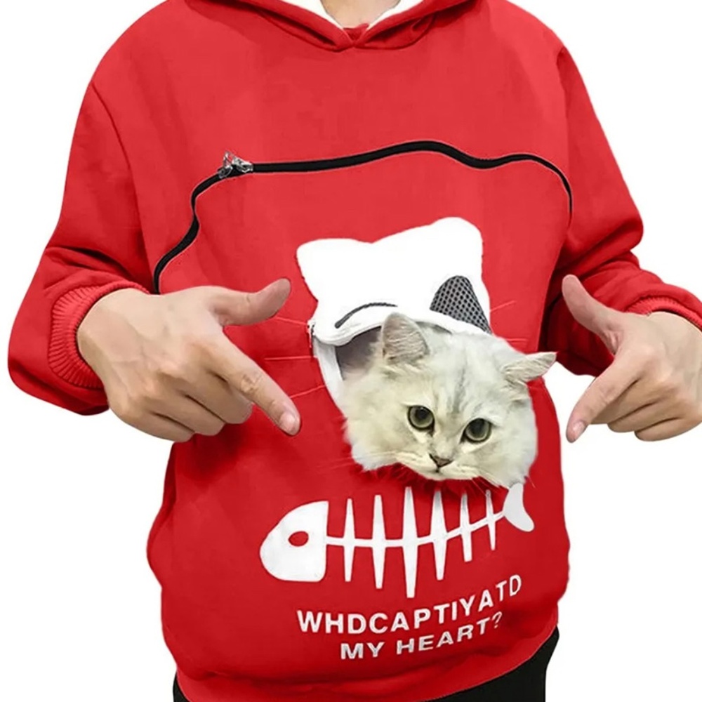 NWT Cat Pocket Hoodie with a Pouch for Your Kitty in Pink size Small